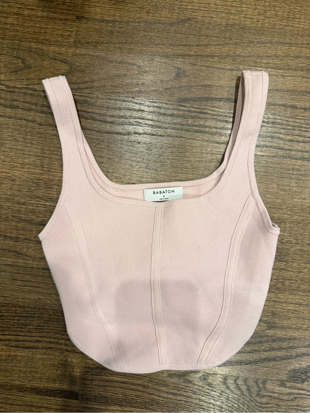 Babaton Blush Ribbed Square-Neck Crop Tank